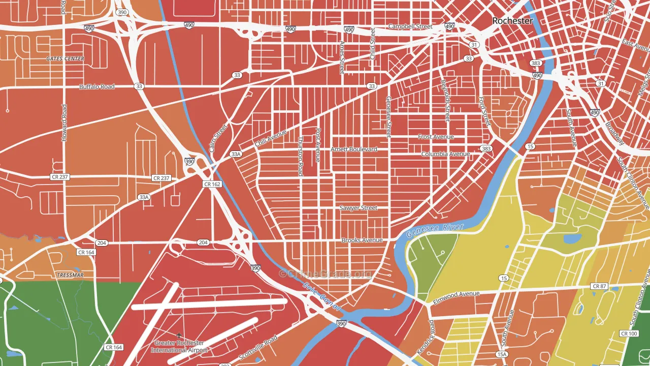 19th Ward, Rochester, NY Map of Assault Rates