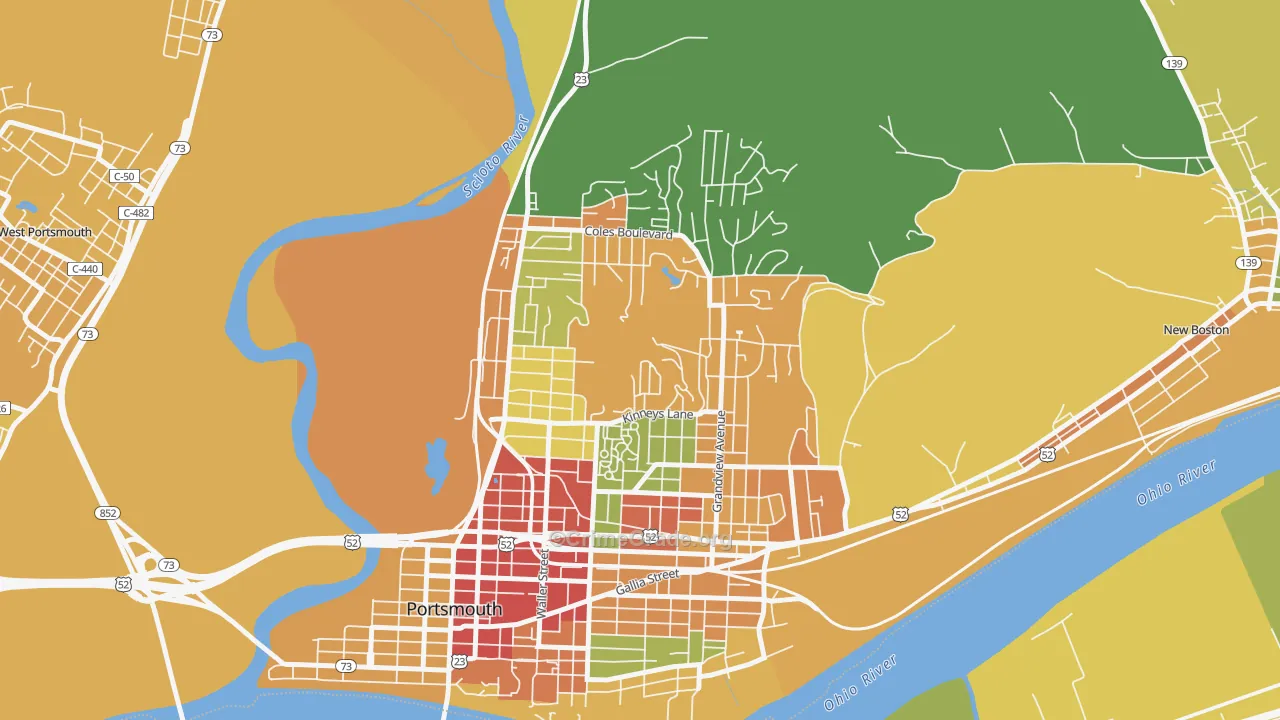 3rd Ward, Portsmouth, OH Map of Assault Rates