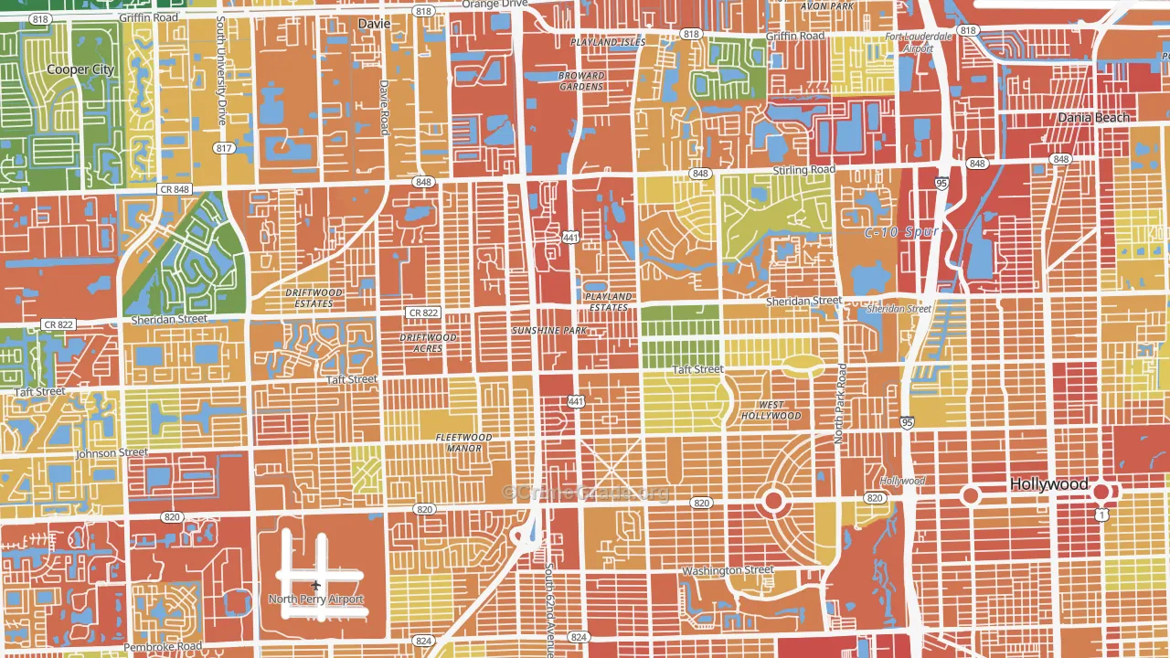 441 Corridor, Hollywood, FL Map of Assault Rates