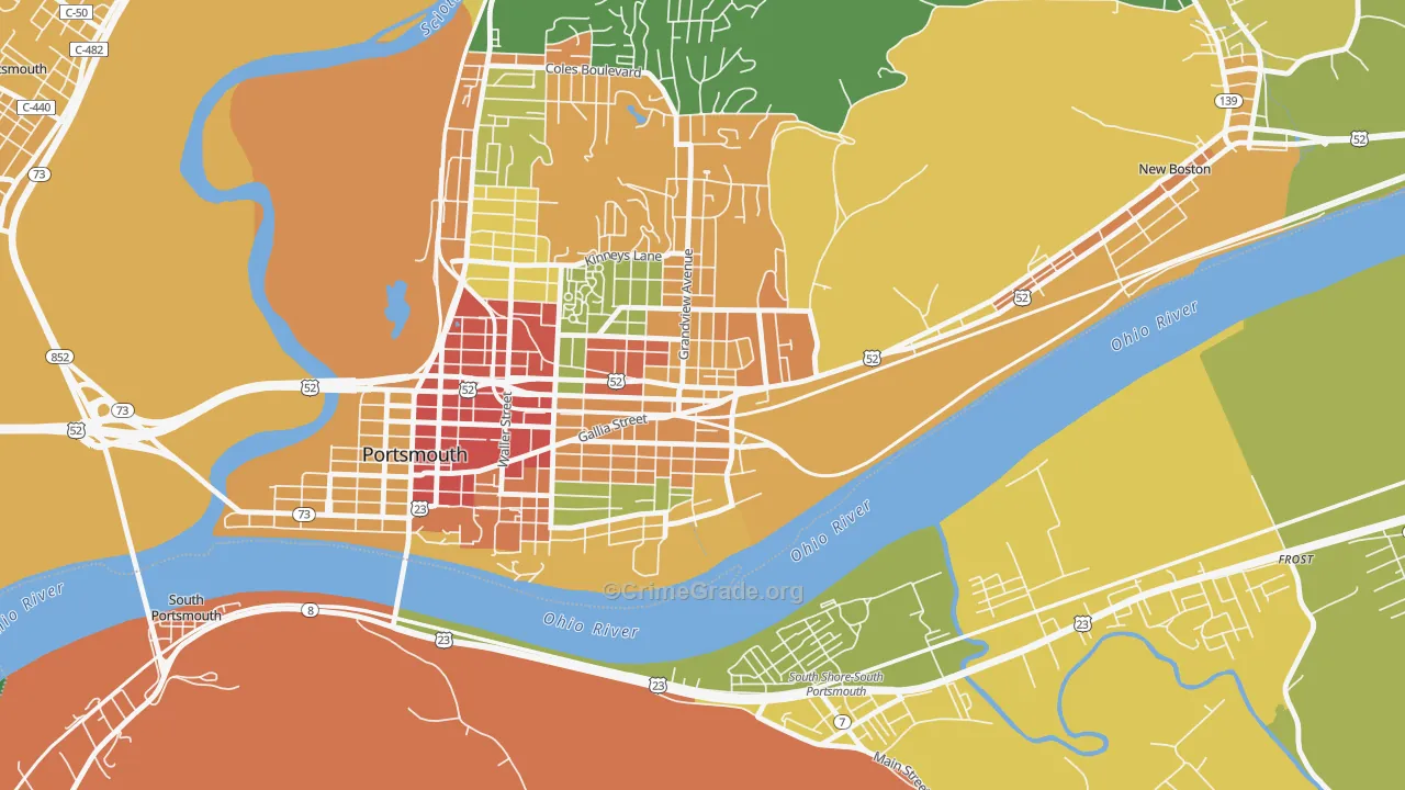 4th Ward, Portsmouth, OH Map of Assault Rates