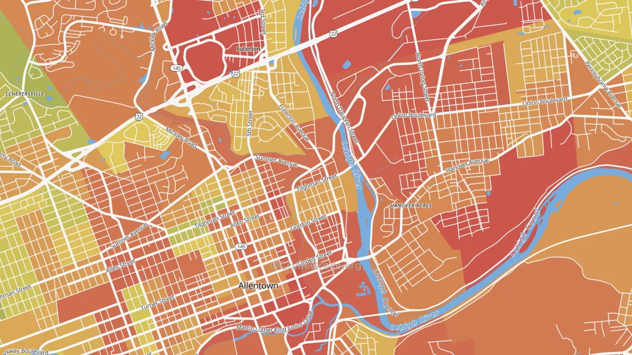 6th Ward, Allentown, PA Map of Assault Rates