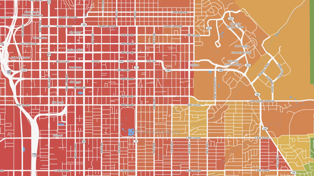 9th and 9th, Salt Lake City, UT Map of Assault Rates