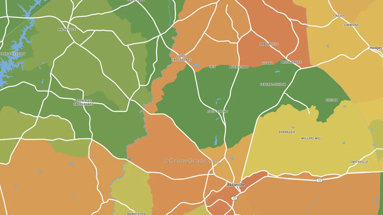 Abbeville County, SC Map of Assault Rates