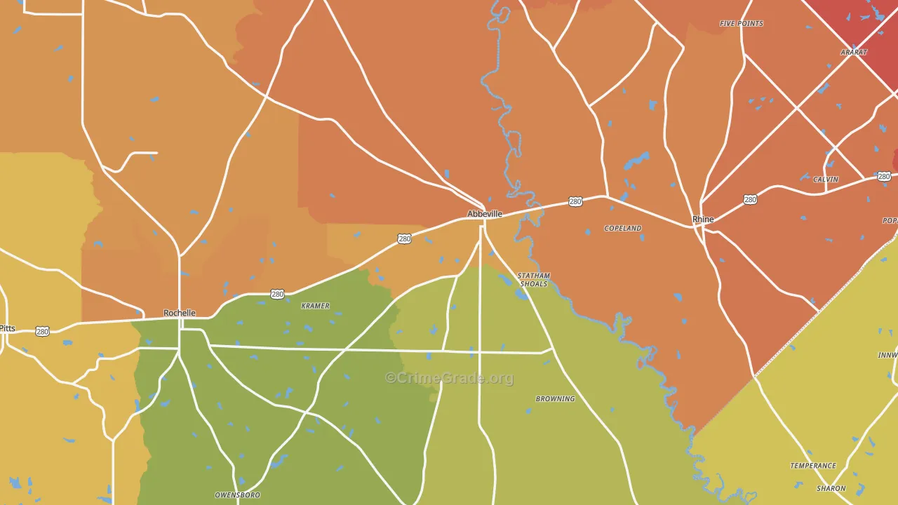 Abbeville, GA Map of Assault Rates