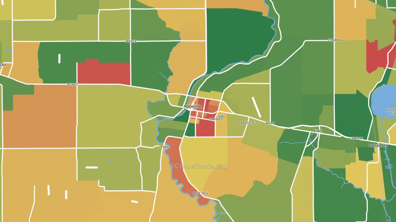 Abbeville, LA Map of Assault Rates