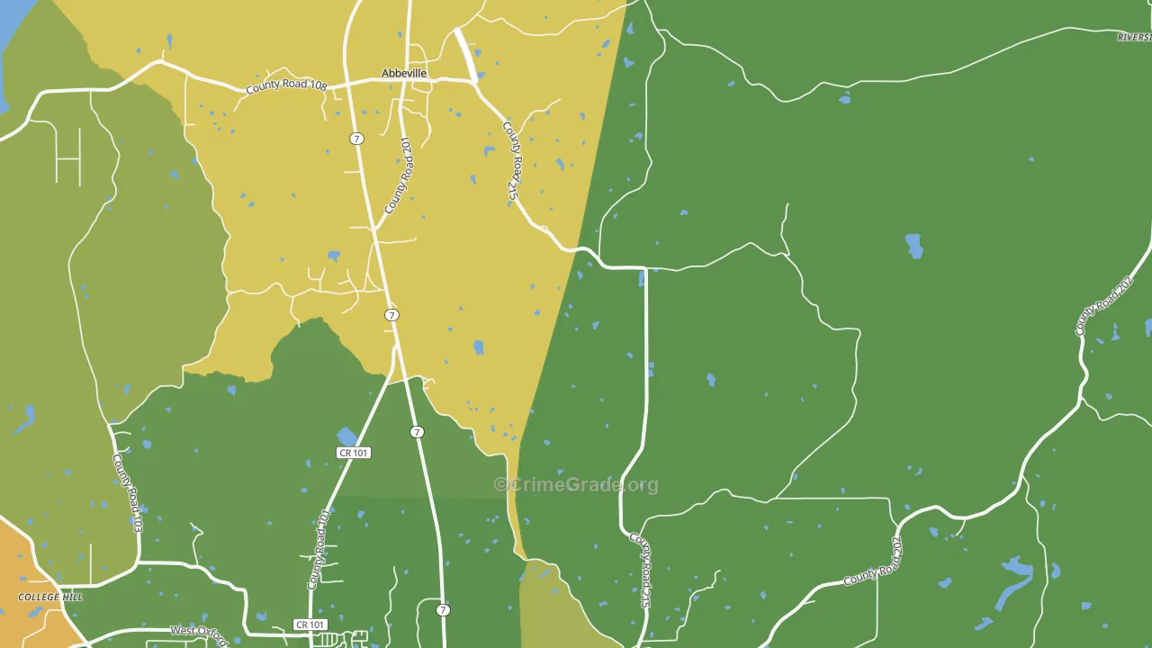 Abbeville, MS Map of Assault Rates