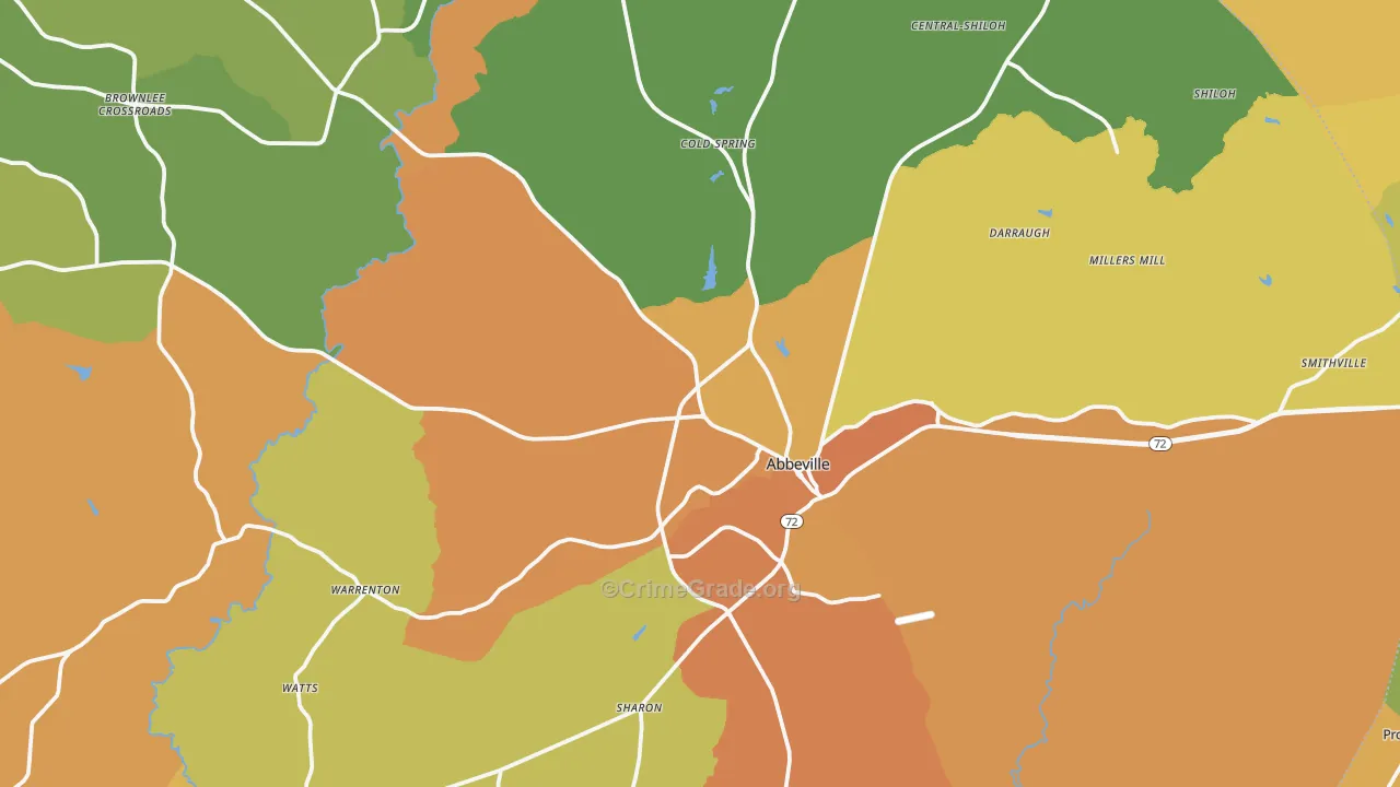 Abbeville, SC Map of Assault Rates