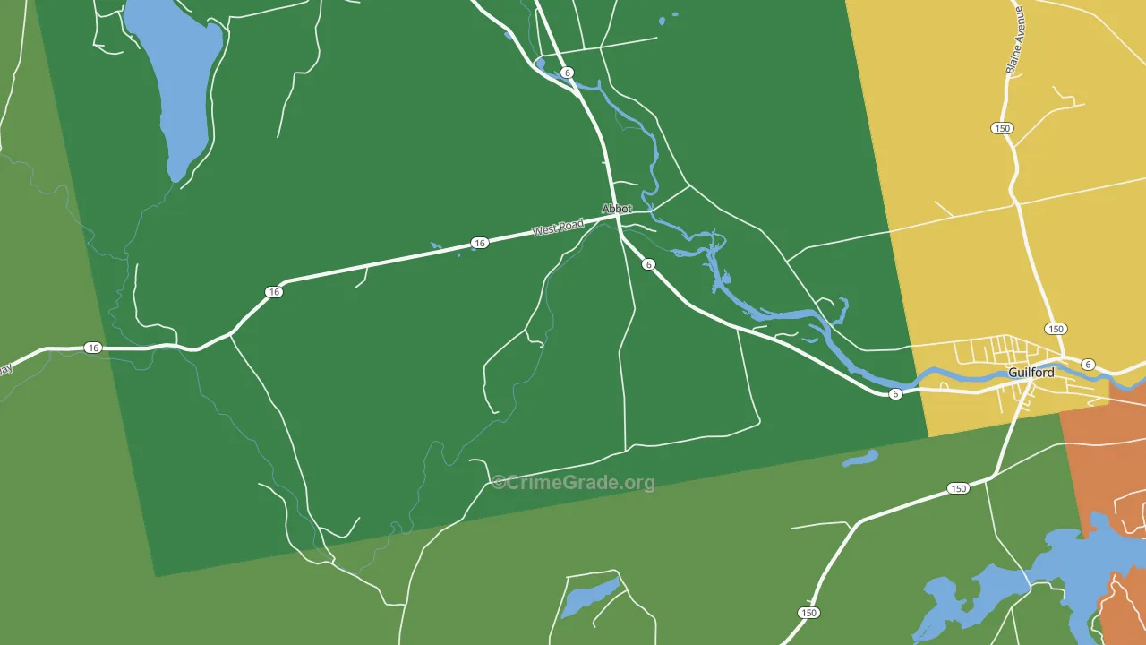Abbot Village, ME Map of Assault Rates