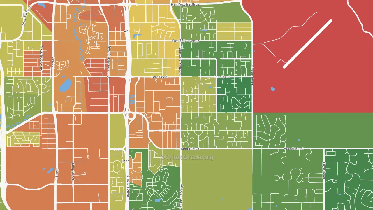 Abbott Loop, Anchorage, AK Map of Assault Rates