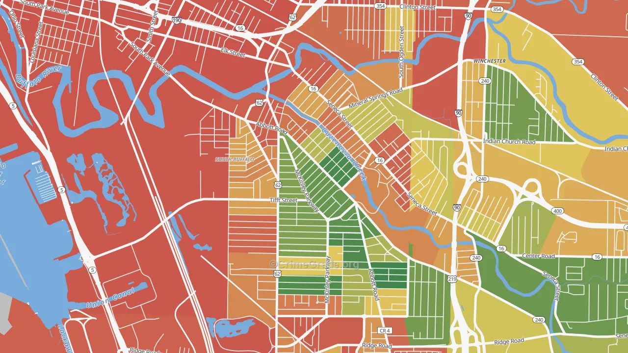 Abbott McKinley, Buffalo, NY Map of Assault Rates