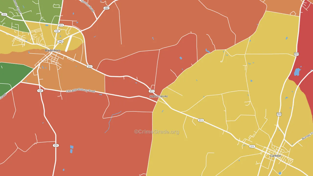 Abbottsburg, NC Map of Assault Rates