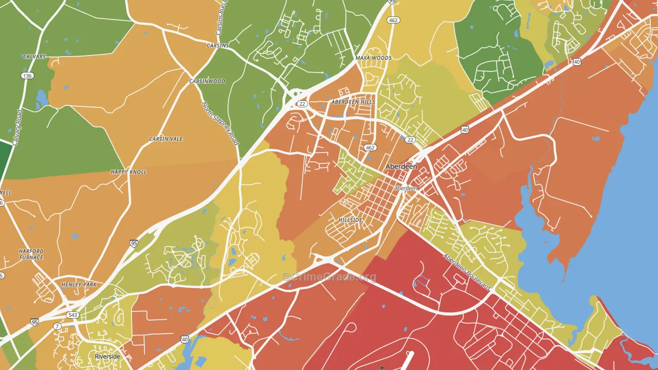 Aberdeen, MD Map of Assault Rates