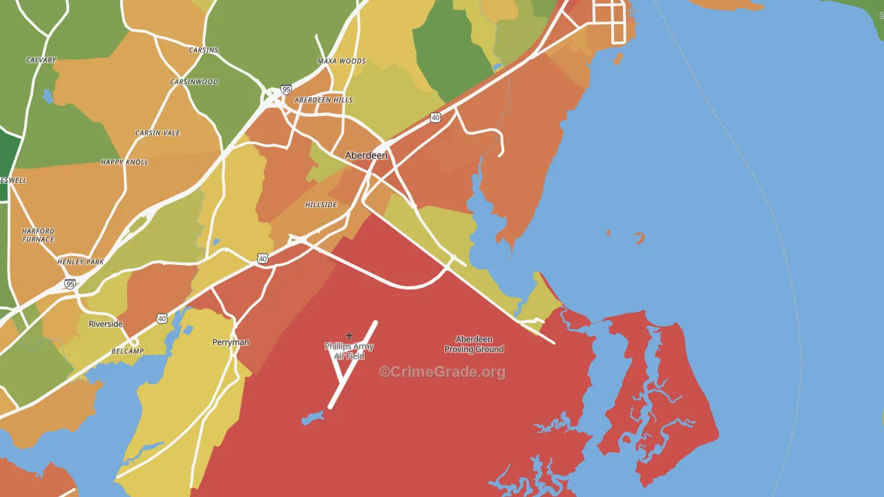 Aberdeen Proving Ground, MD Map of Assault Rates