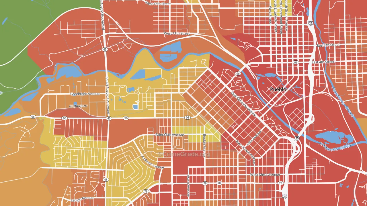 Aberdeen, Pueblo, CO Map of Assault Rates