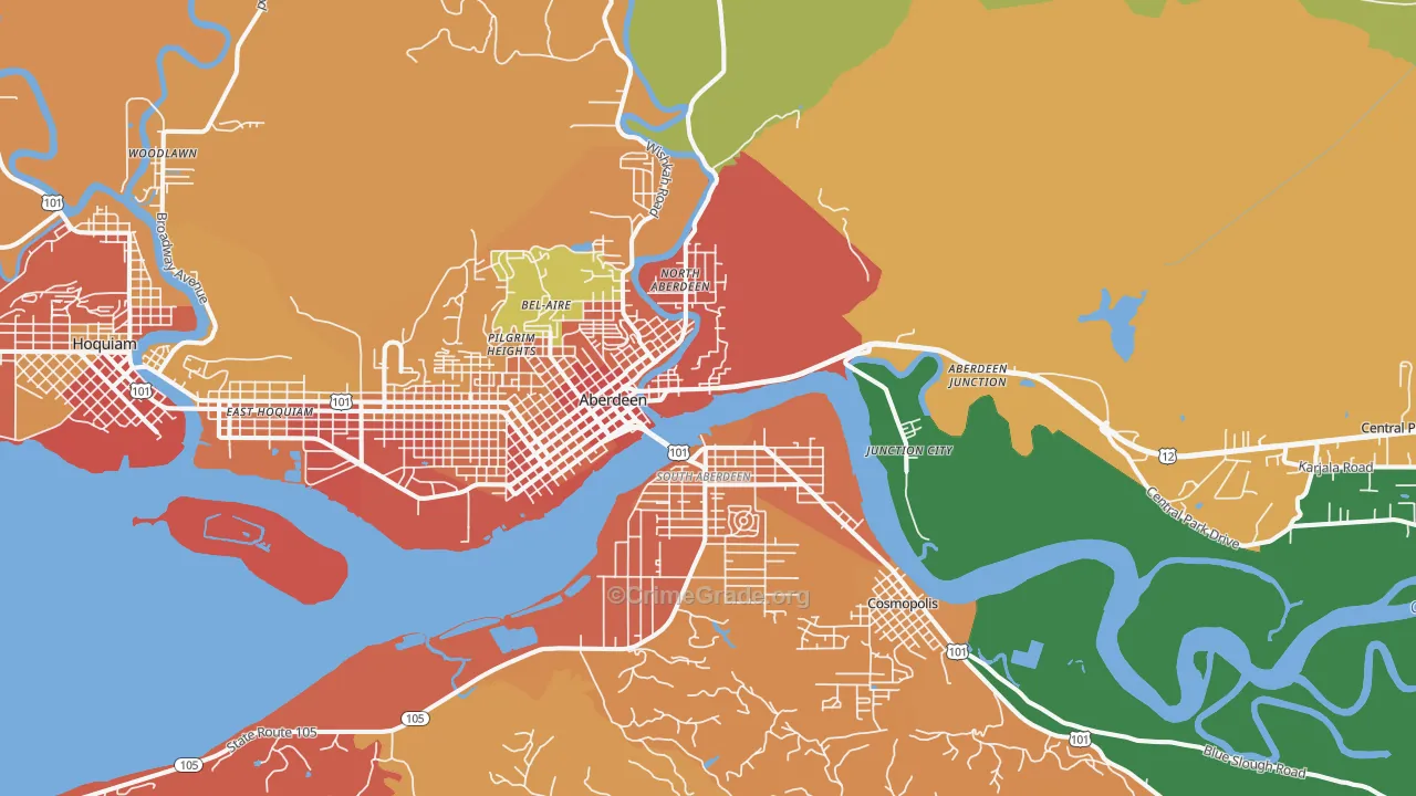 Aberdeen, WA Map of Assault Rates