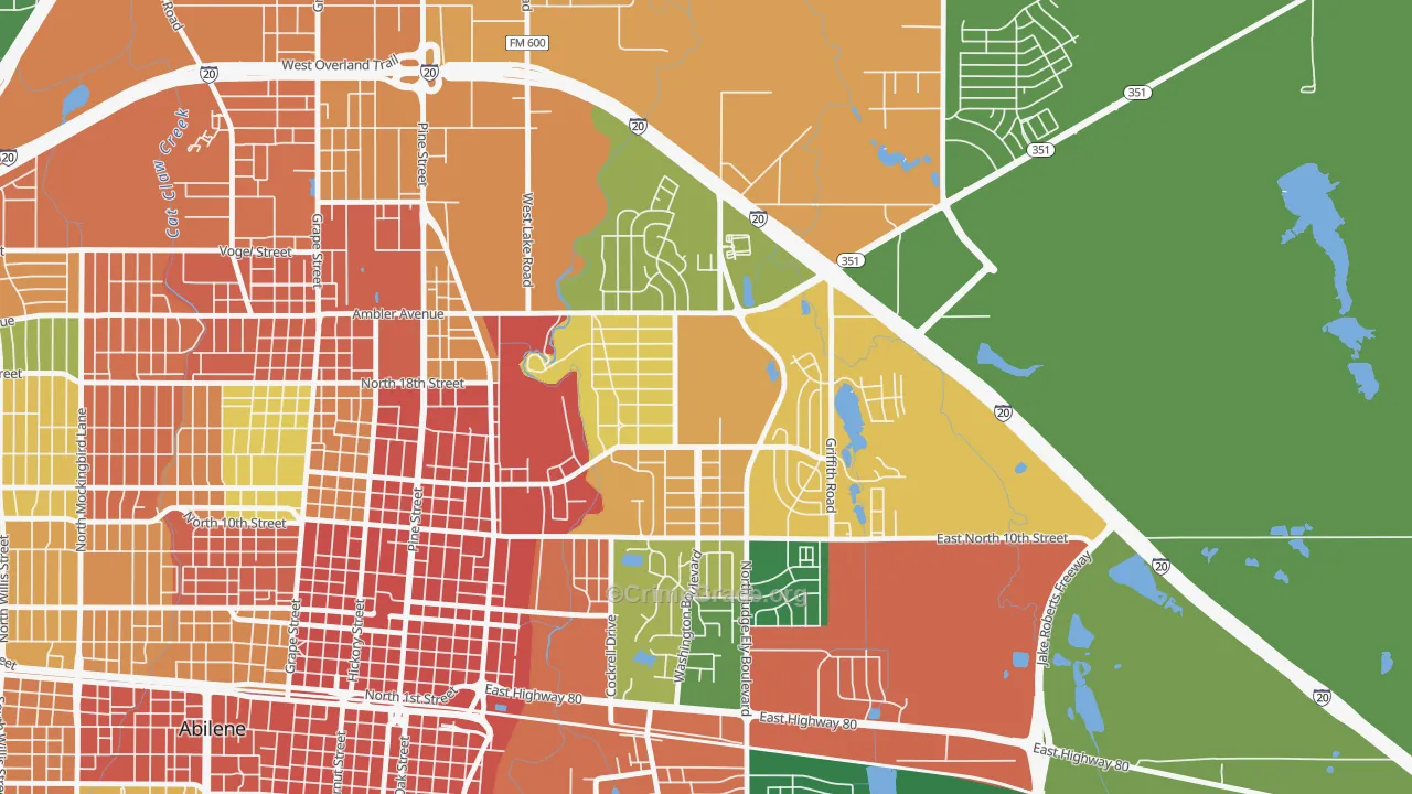 Abilene Heights Area, Abilene, TX Map of Assault Rates