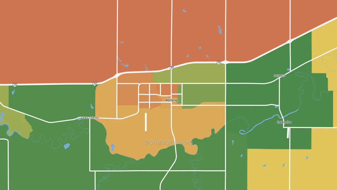 Abilene, KS Map of Assault Rates