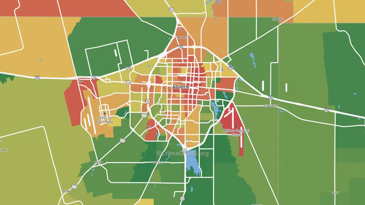 Abilene, TX Map of Assault Rates