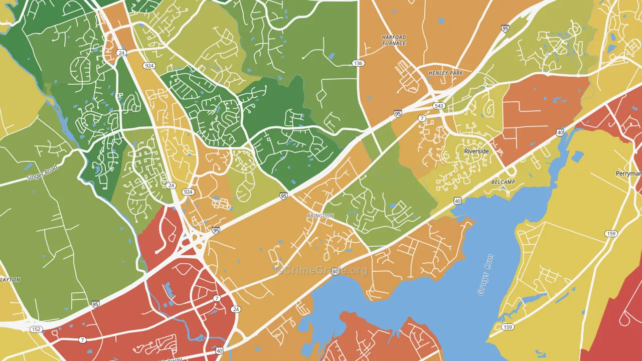 Abingdon, MD Map of Assault Rates
