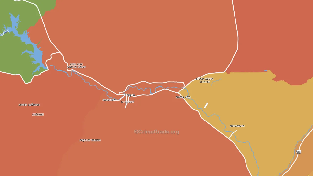 Abiquiu, NM Map of Assault Rates