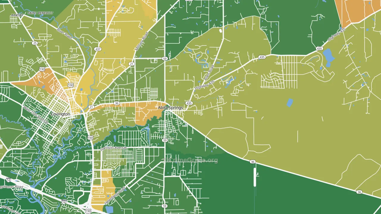 Abita Springs, LA Map of Assault Rates