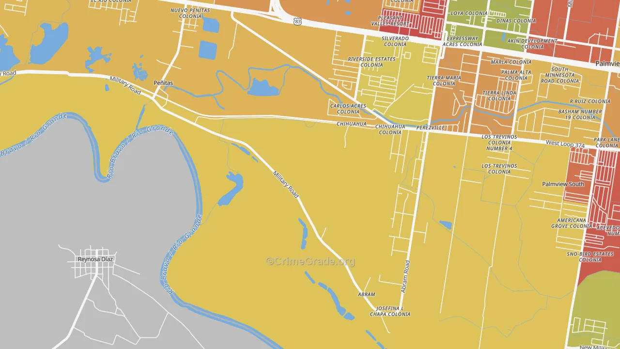 Abram, TX Map of Assault Rates