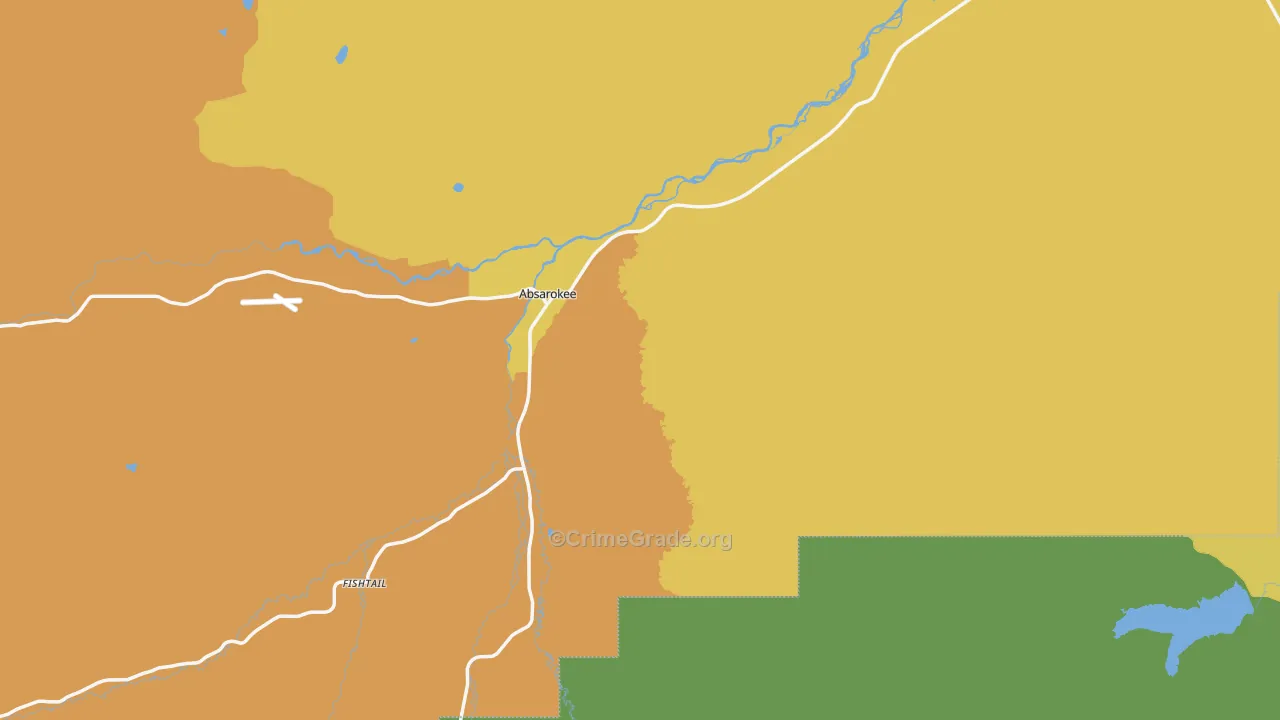 Absarokee, MT Map of Assault Rates