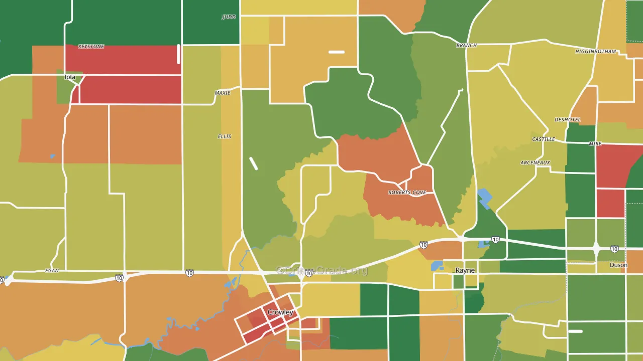 Acadia Parish, LA Map of Assault Rates