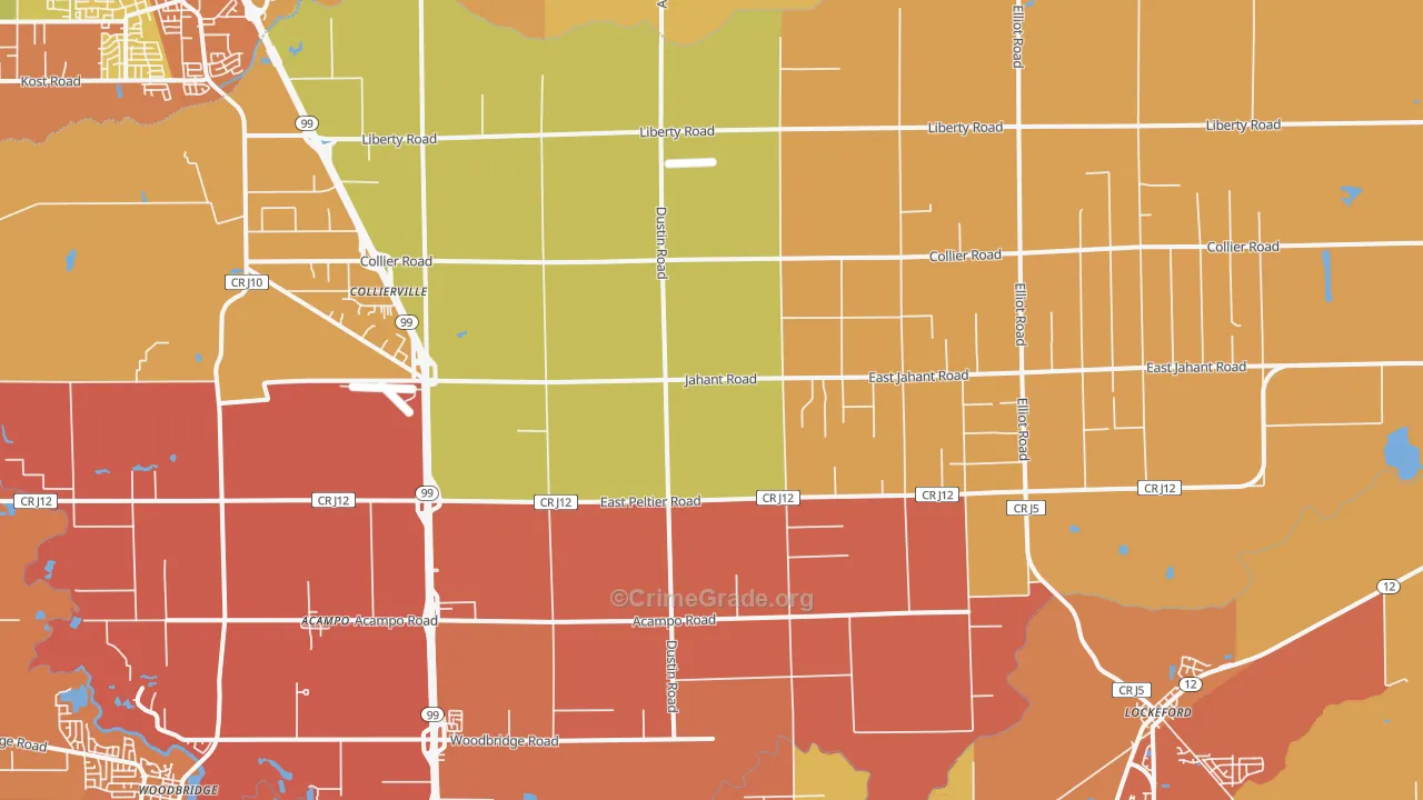 Acampo, CA Map of Assault Rates