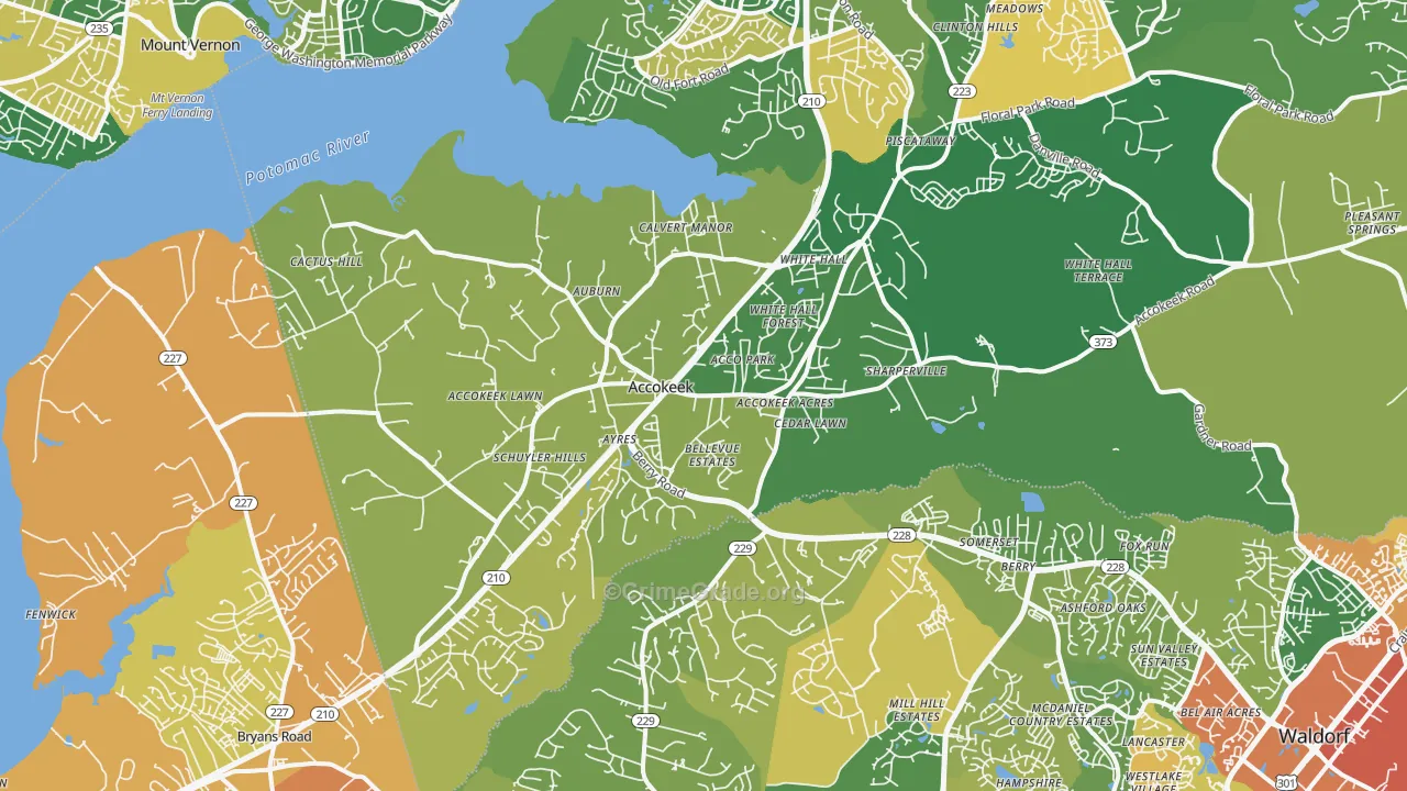 Accokeek, MD Map of Assault Rates