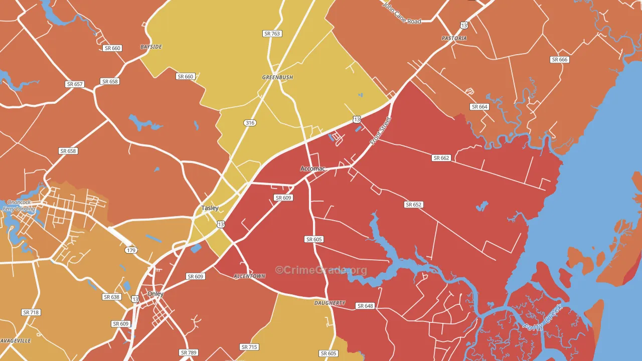 Accomac, VA Map of Assault Rates