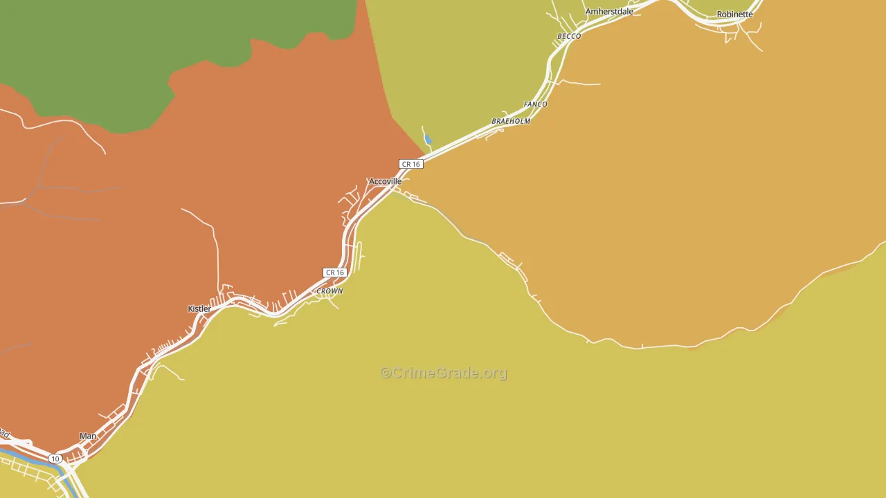 Accoville, WV Map of Assault Rates