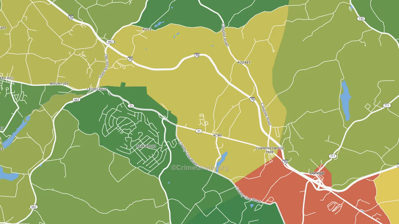 Acme, PA Map of Assault Rates