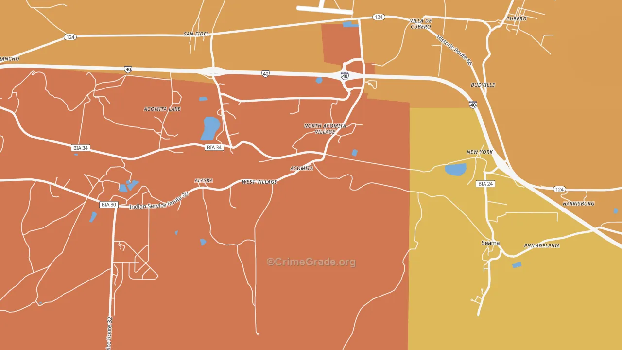 Acoma Pueblo, NM Map of Assault Rates