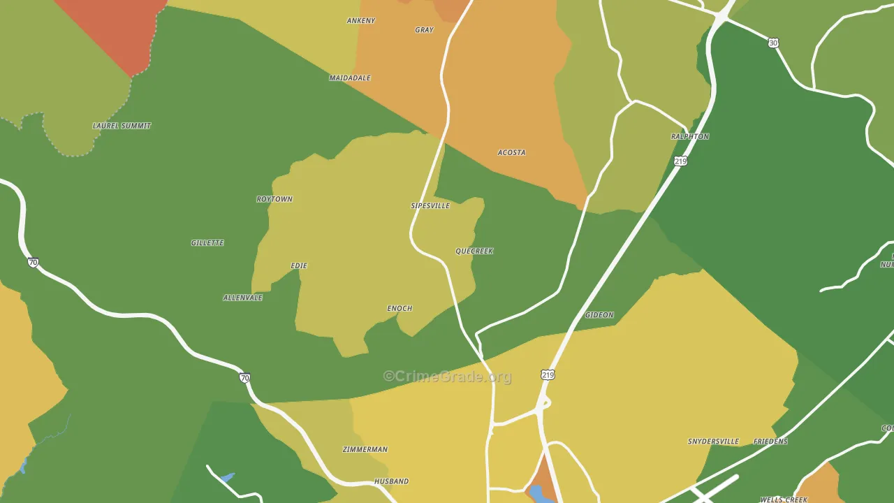 Acosta, PA Map of Assault Rates