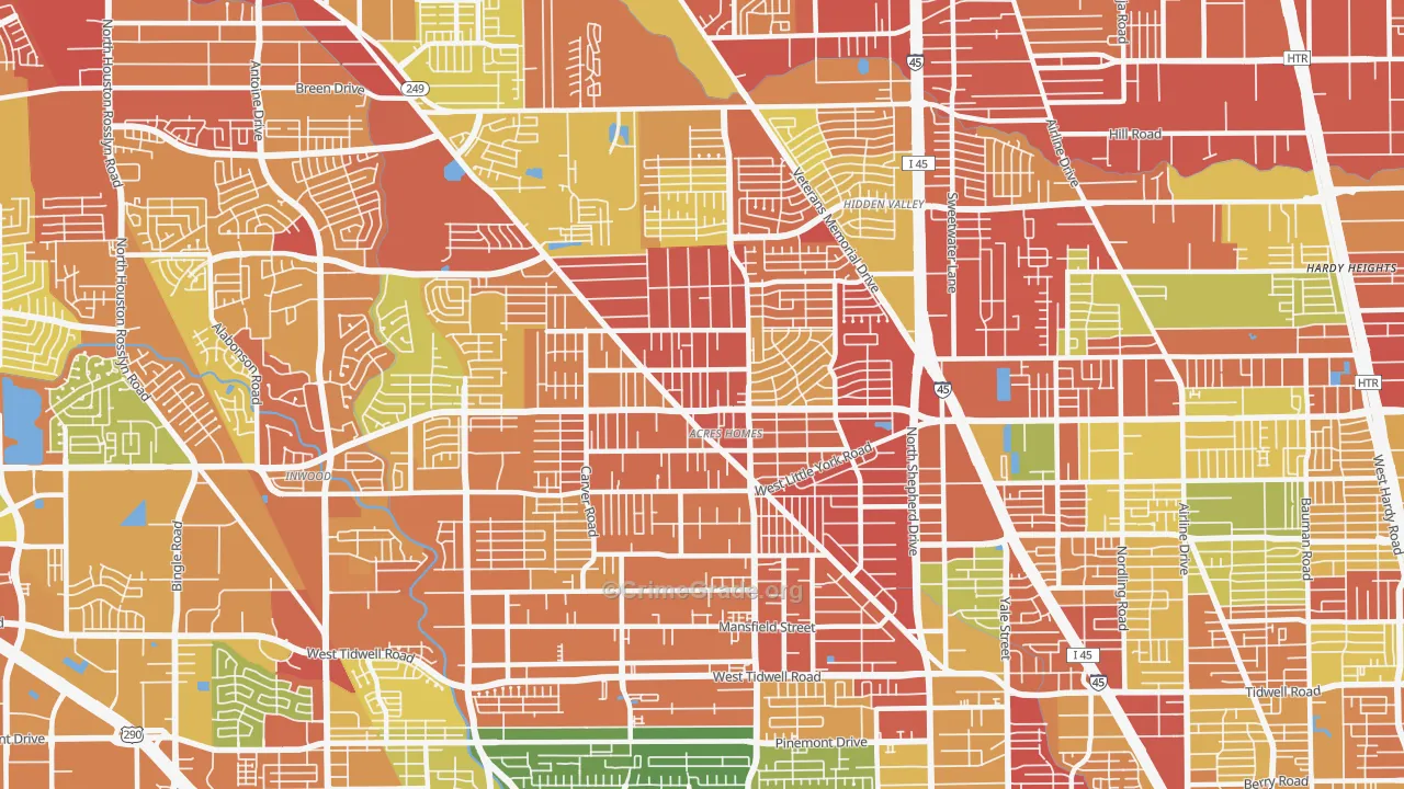 Acres Home, Houston, TX Map of Assault Rates