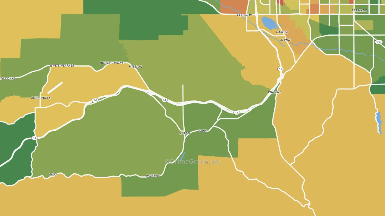 Acton, CA Map of Assault Rates