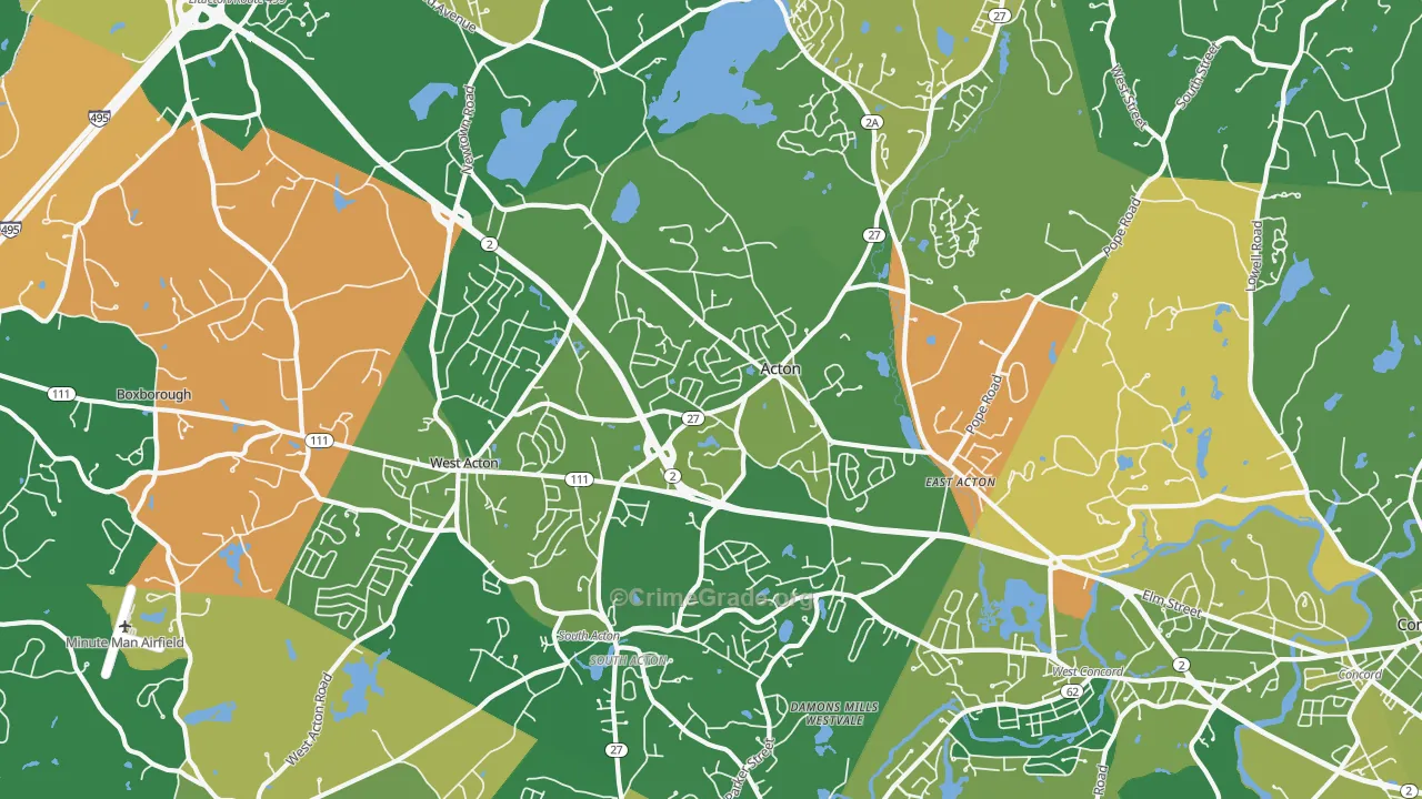Acton, MA Map of Assault Rates