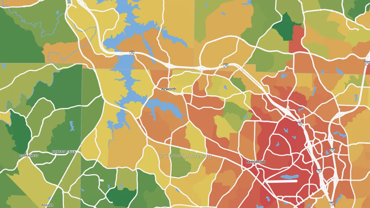 Acworth, GA Map of Assault Rates
