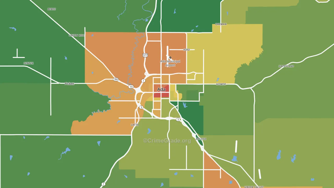 Ada, OK Map of Assault Rates
