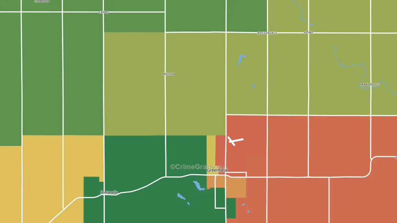 Adair County, IA Map of Assault Rates