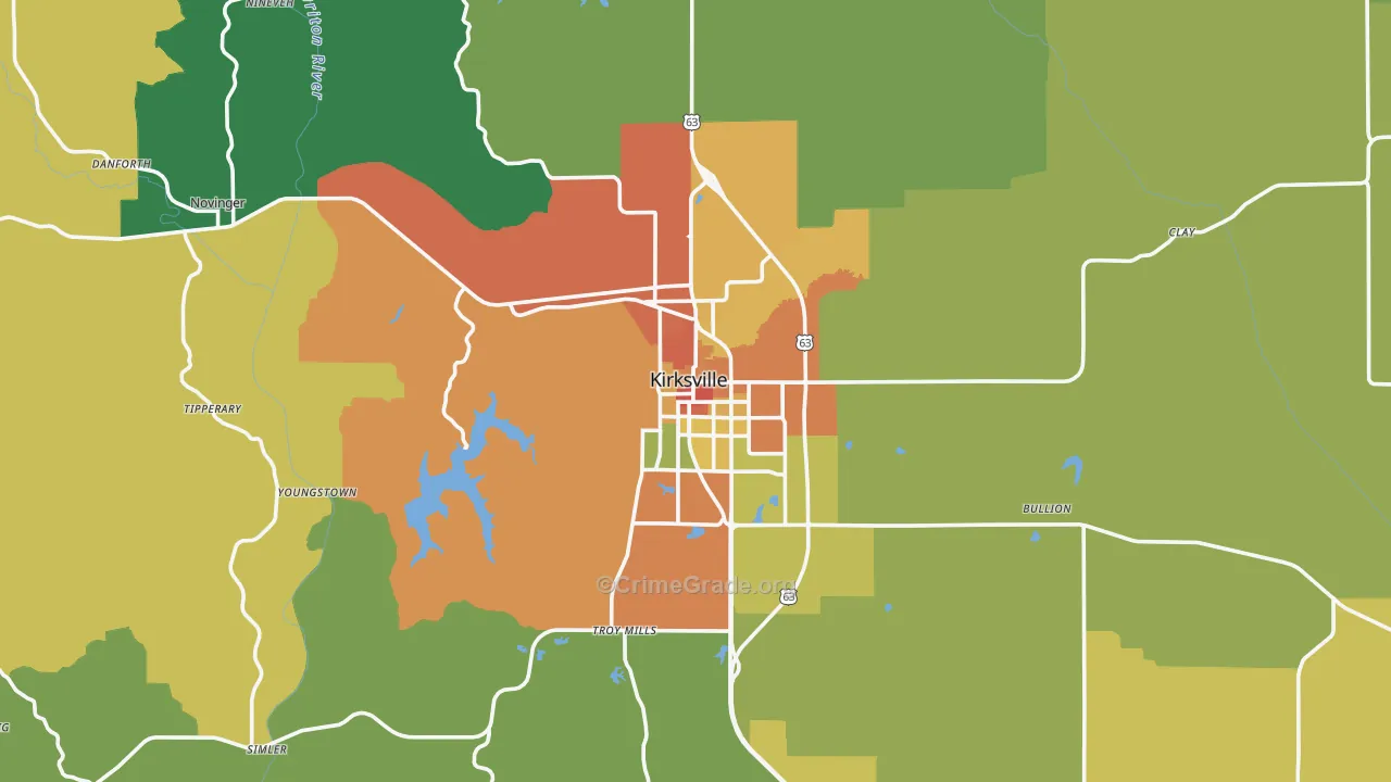 Adair County, MO Map of Assault Rates