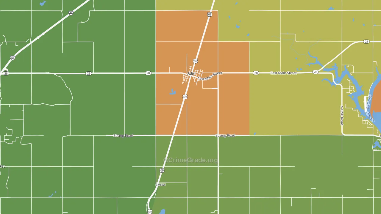 Adair, OK Map of Assault Rates