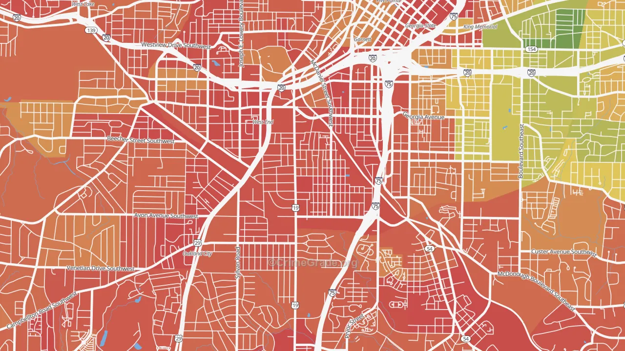 Adair Park, Atlanta, GA Map of Assault Rates