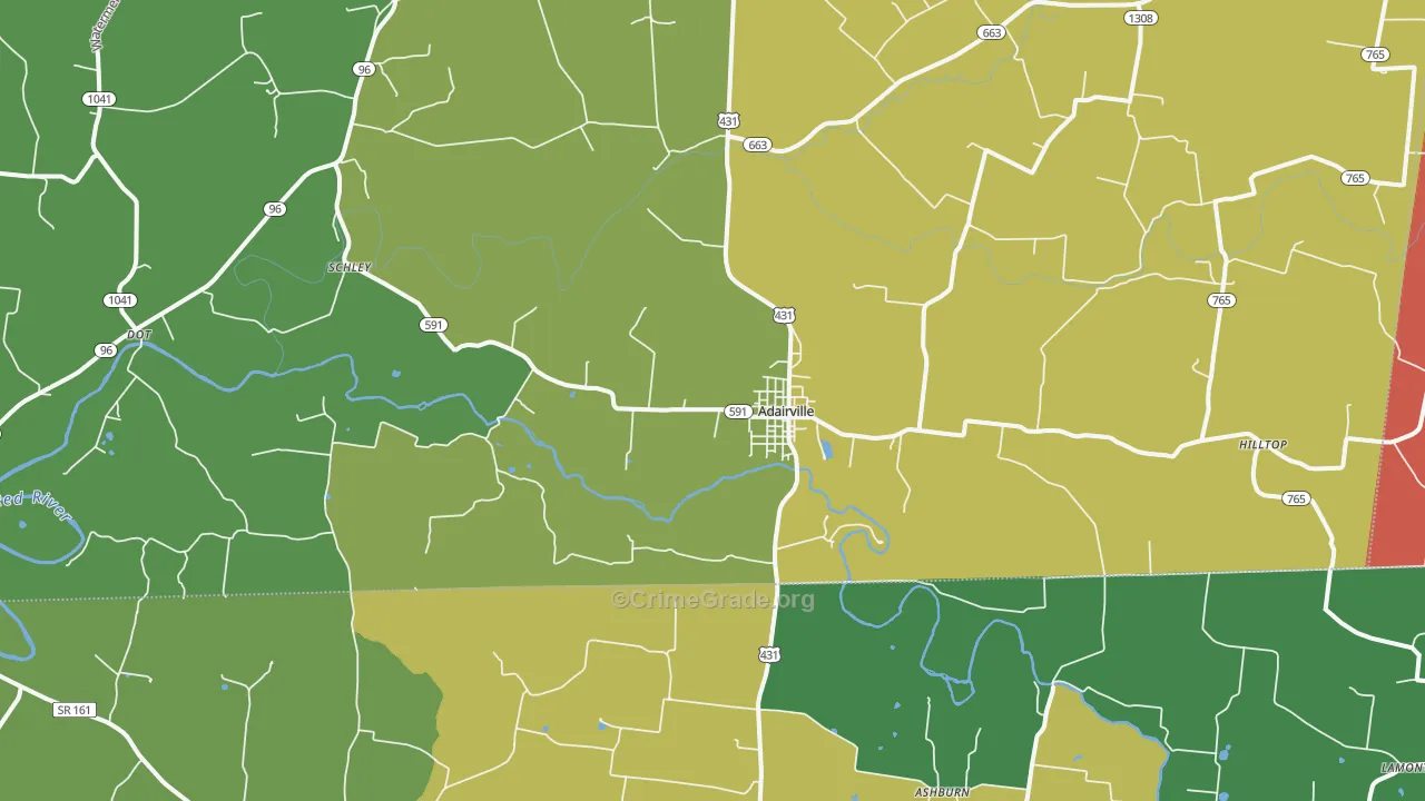 Adairville, KY Map of Assault Rates