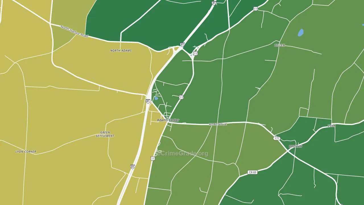 Adams Center, NY Map of Assault Rates