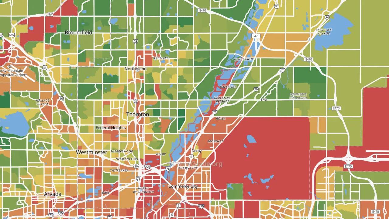 Adams County, CO Map of Assault Rates