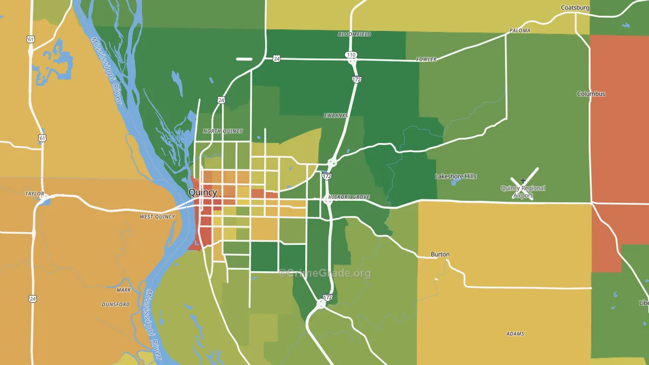 Adams County, IL Map of Assault Rates