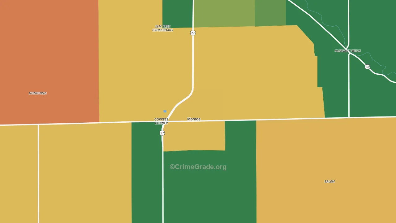 Adams County, IN Map of Assault Rates
