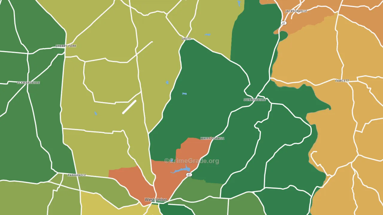 Adams County, OH Map of Assault Rates